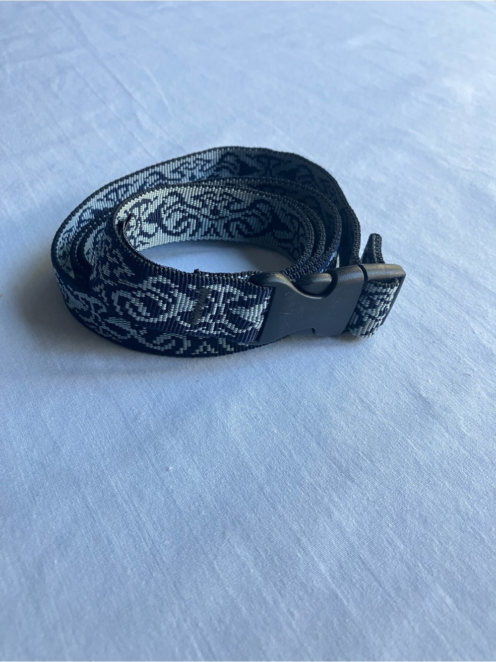 Bison Designs fabric belt boho blue print y2K skinny unisex size 8